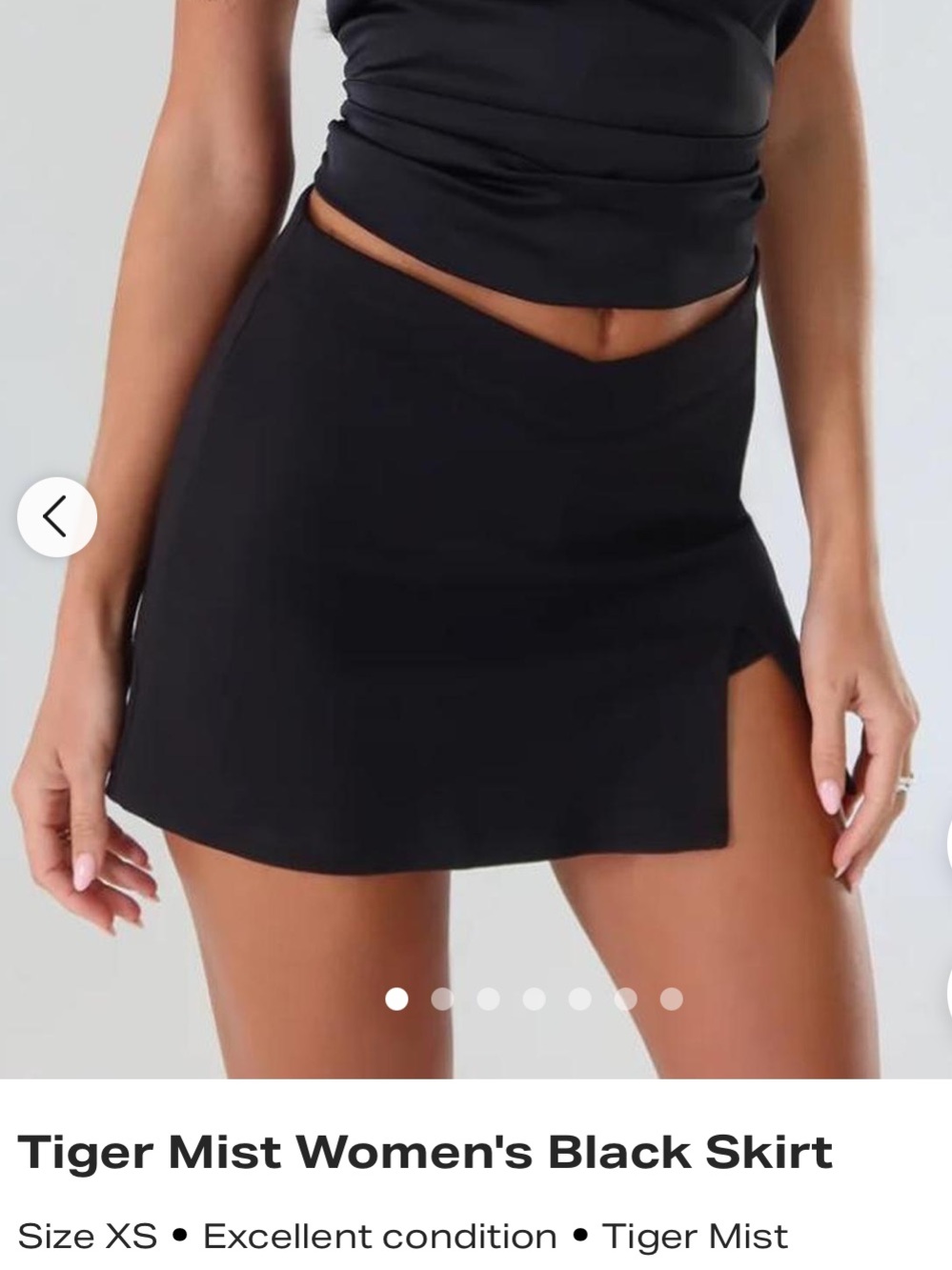 Tiger Mist Black Mini Skirt with Side Slit